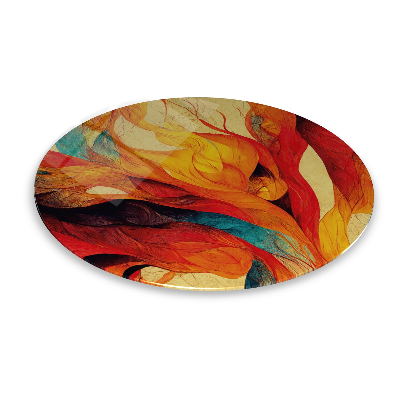 Kadın Vitray Yuvarlak Cam Tablo