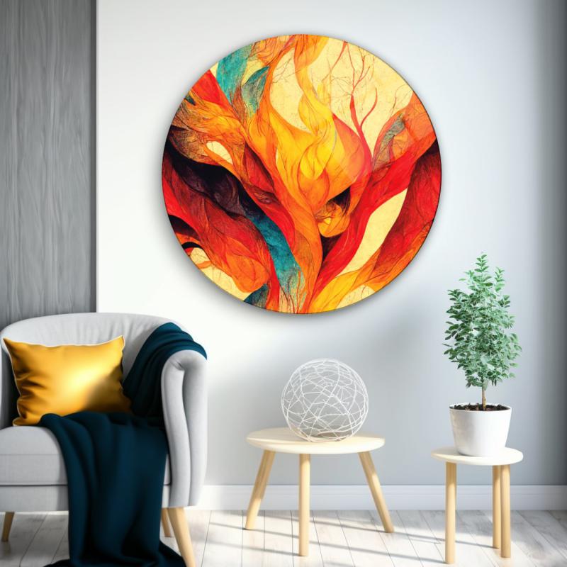 Kadın Vitray Yuvarlak Cam Tablo