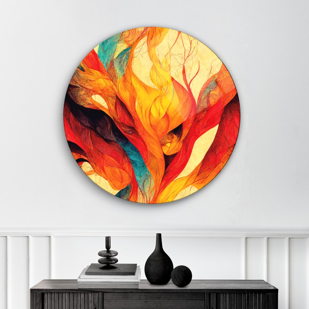 Kadın Vitray Yuvarlak Cam Tablo