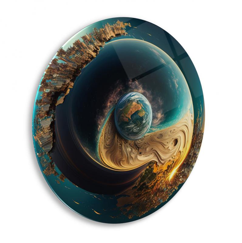 Dünya Yuvarlak Cam Tablo