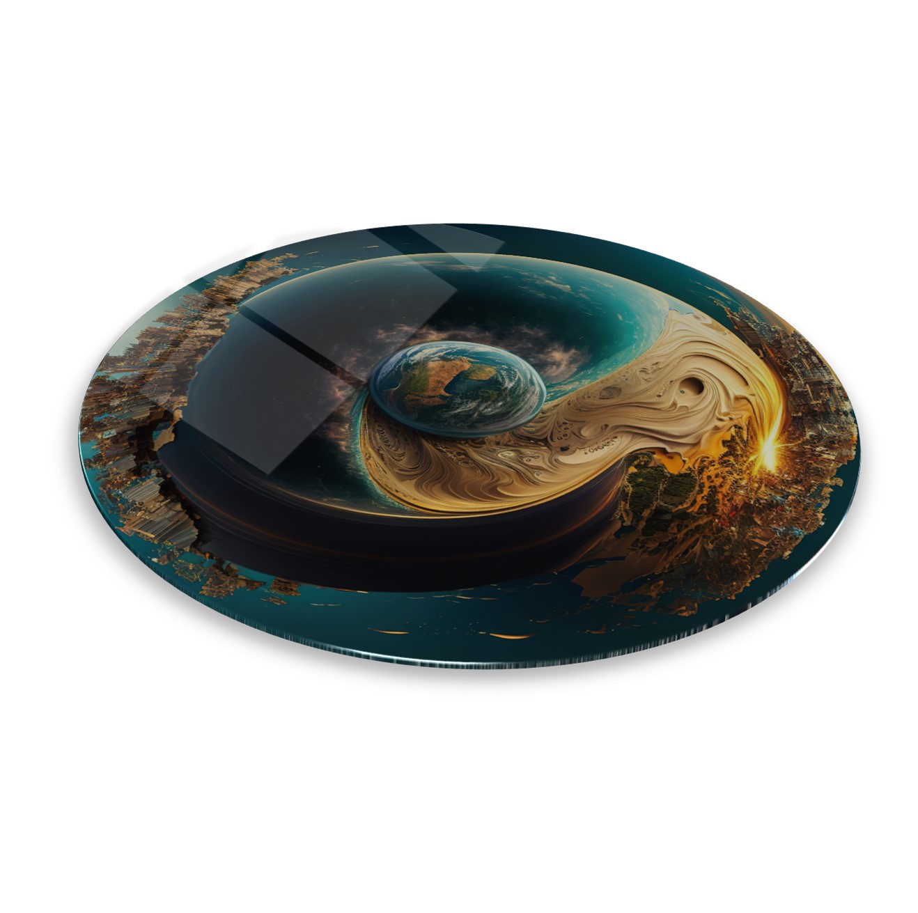 Dünya Yuvarlak Cam Tablo