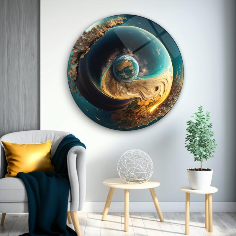 Dünya Yuvarlak Cam Tablo