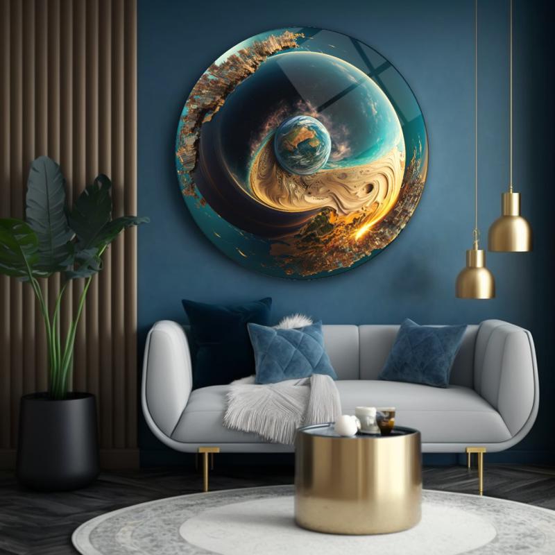 Dünya Yuvarlak Cam Tablo