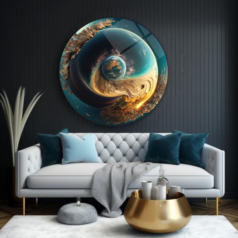 Dünya Yuvarlak Cam Tablo