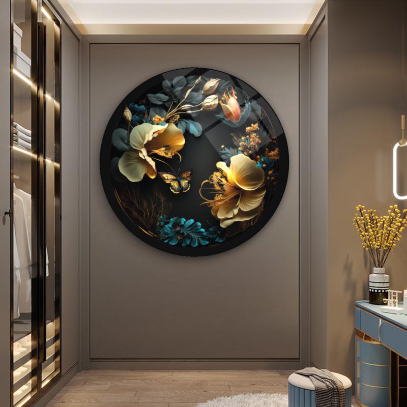 Çiçek Yuvarlak Cam Tablo