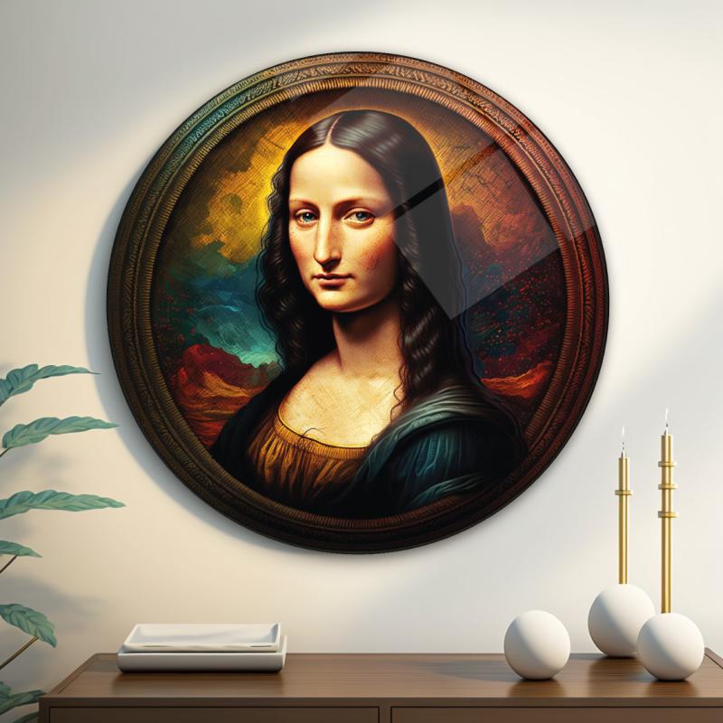 Mona Lisa Yuvarlak Cam Tablo