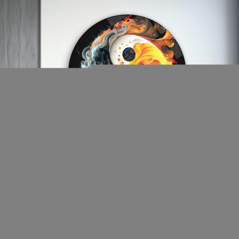 Ying Yang Yuvarlak Cam Tablo