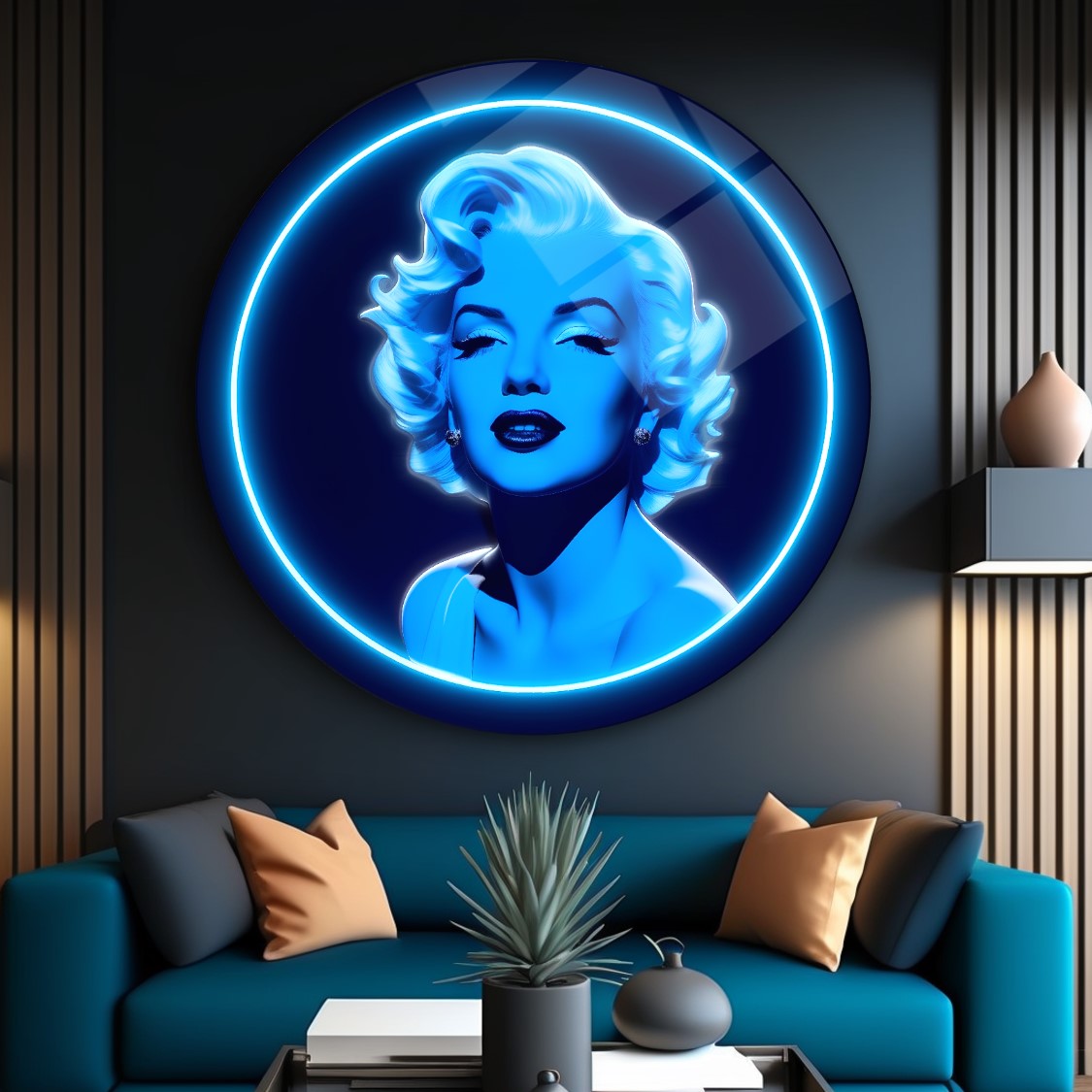 Neon Görünümlü Marilyn Monroe Cam Tablo